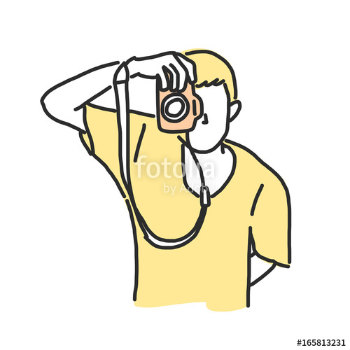 500x500 Photographer In Variety Poses Hand Drawn Line Drawing Vector