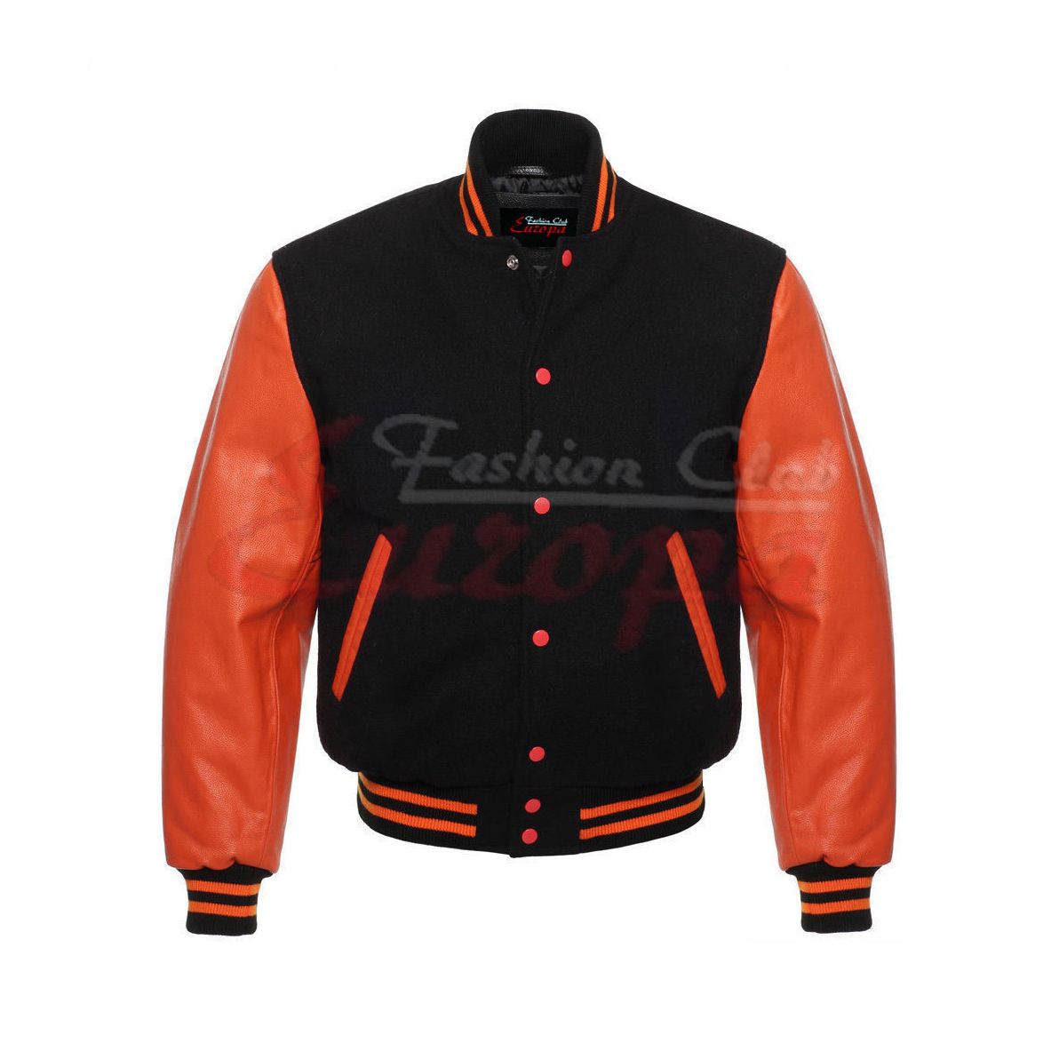 1192x1192 Black And Orange Varsity Letterman Jacket For Men