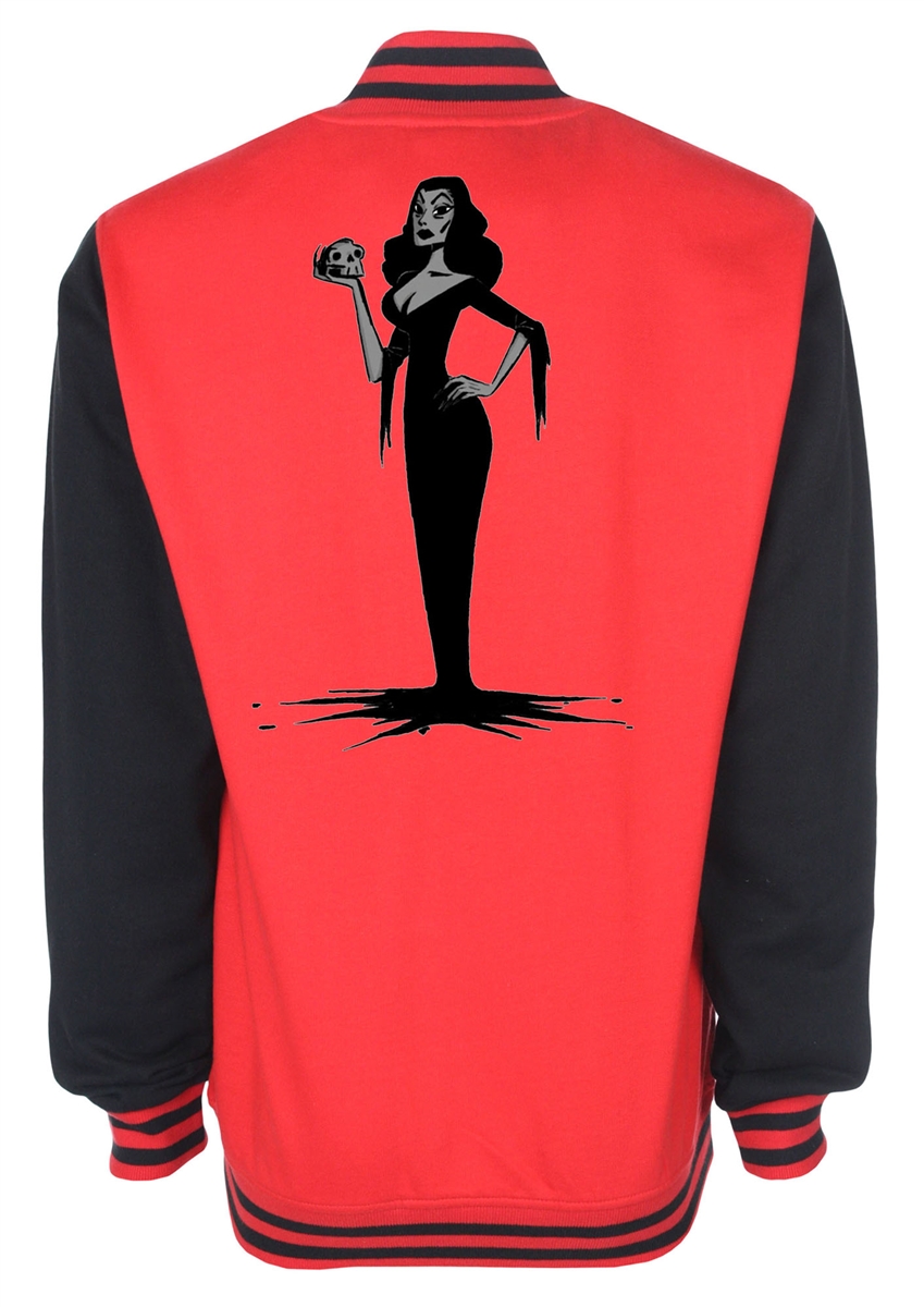 849x1200 Vampira Drawing Varsity Jacket