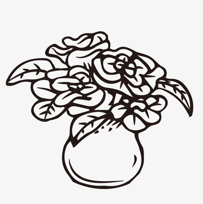 650x651 Hand Painted Black White Line Drawing Vase Vector Image