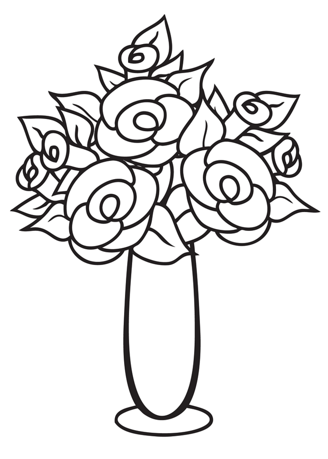 1143x1600 Draw A Vase Of Roses Easy
