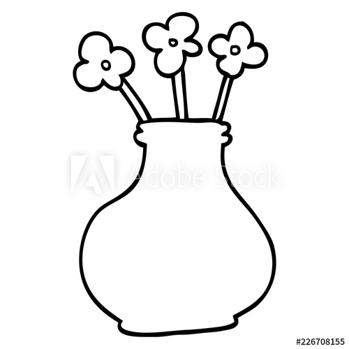 500x500 Line Drawing Cartoon Flower Vase