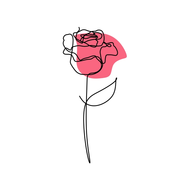 640x640 Continuous Line Art Drawing Of Rose Flower Blooming Minimalist