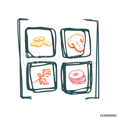 500x500 Healthy Vegan Food Hand Drawn Icon Set