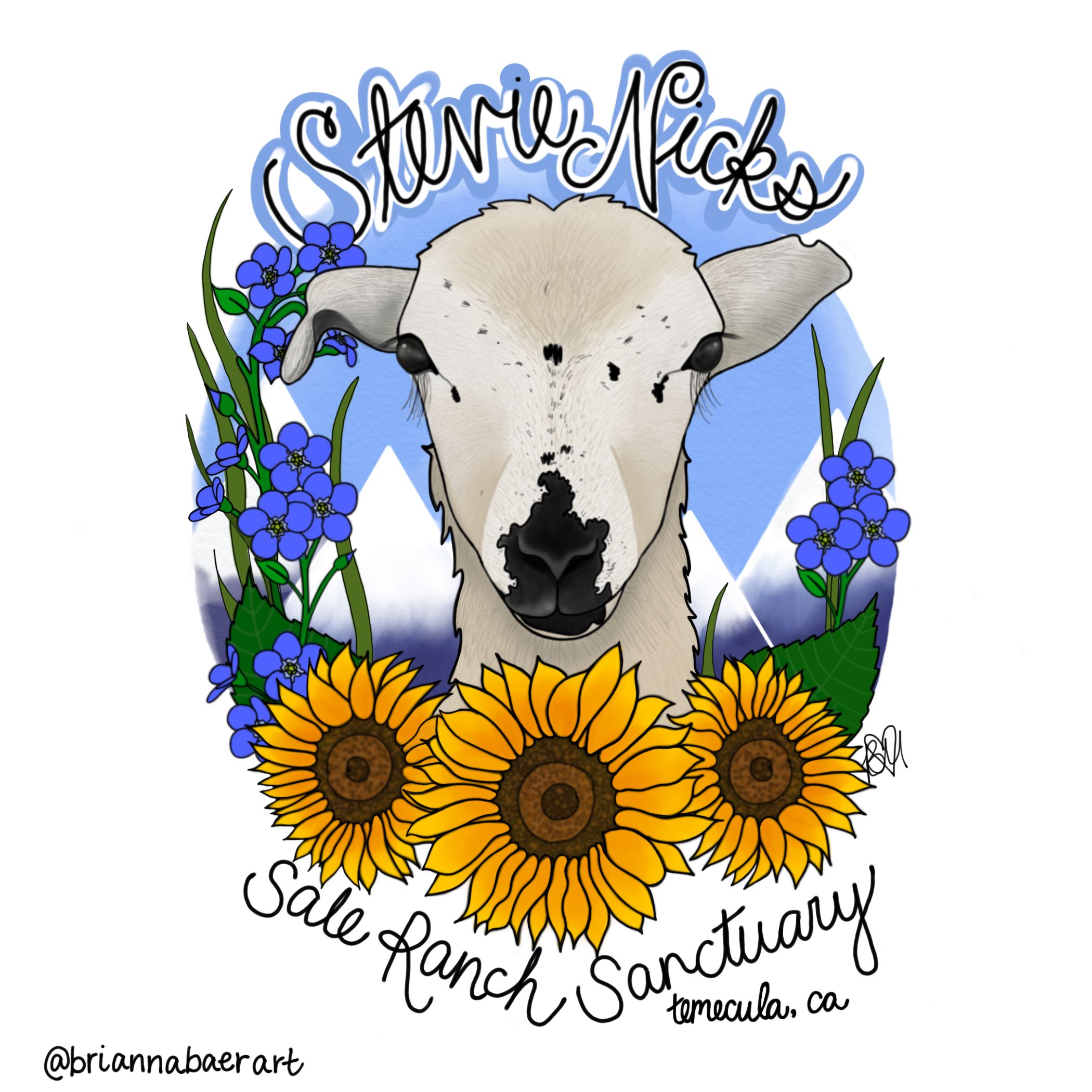2100x2100 Sweet Baby Lamb With Sunflowers