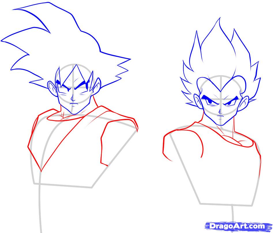 947x809 Draw Goku And Vegeta, Step