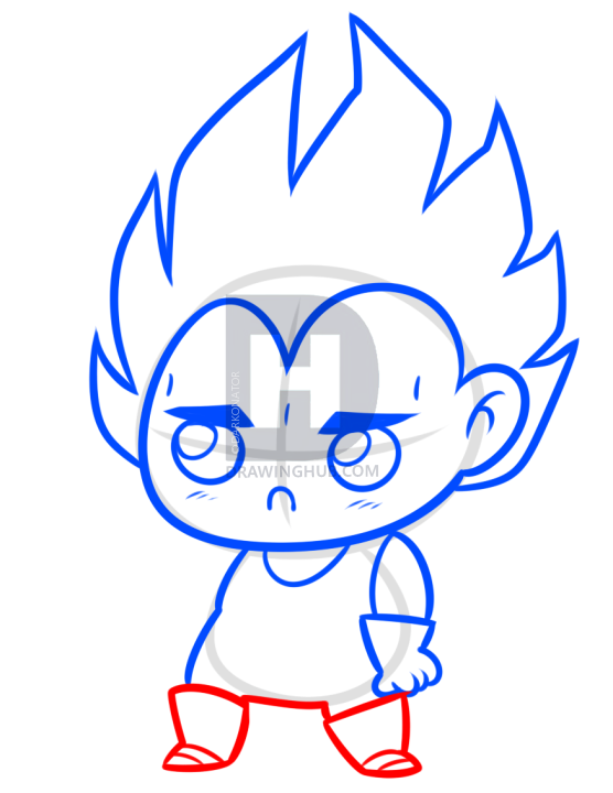 556x720 How To Draw Kawaii Vegeta, Step