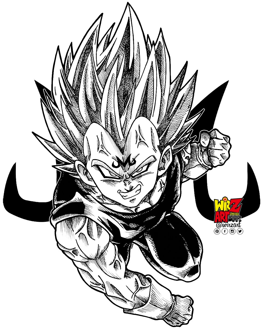 1080x1350 majin vegeta! pigma micron pens ink on paper