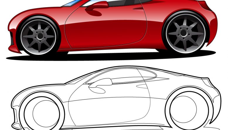 778x445 Red Vector Car Illustrations With Outline