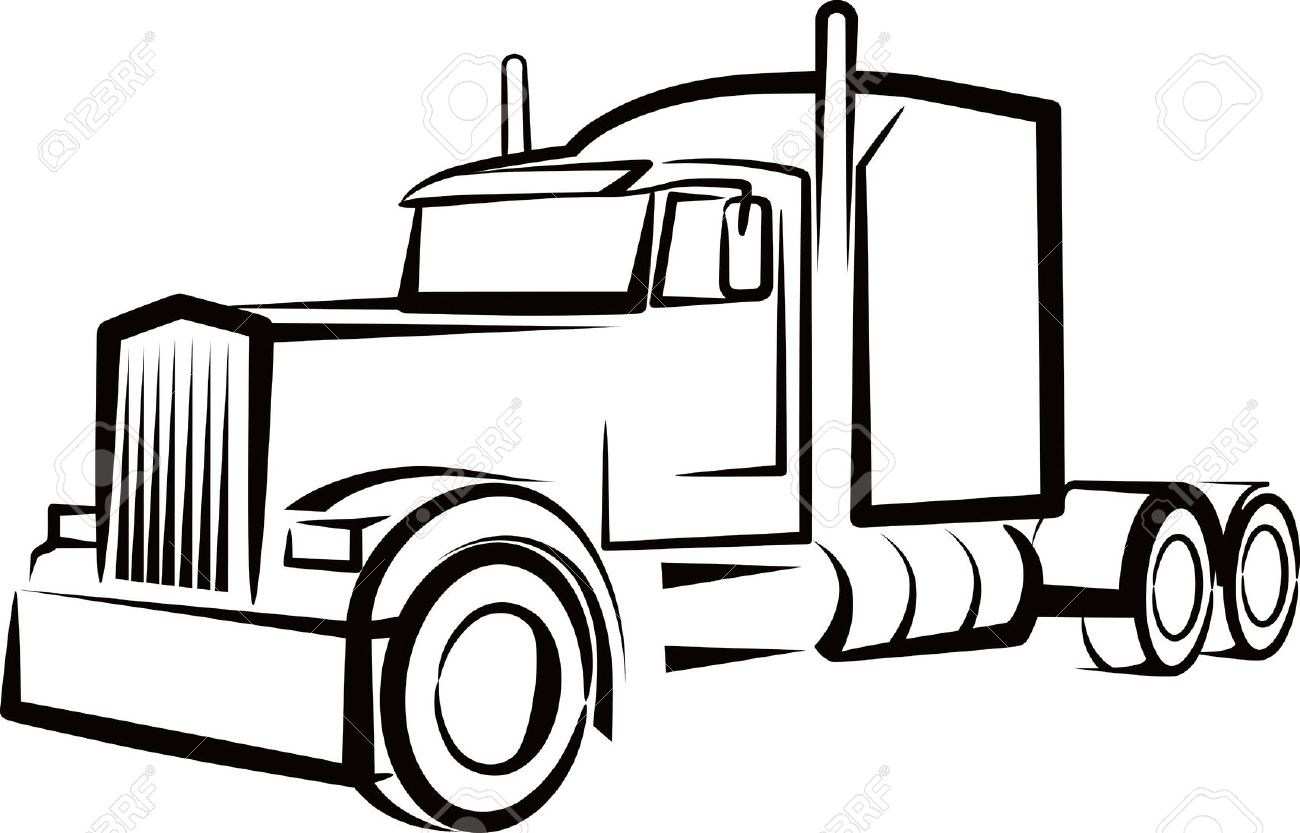 1300x833 Semi Trucks Drawings Prodigous Semi Truck Outline Drawing Simple