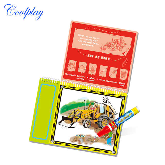 640x640 Water Coloring Book Magic Pen Vehicles Reusable Water Drawing