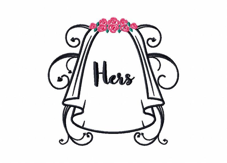 794x572 her bridal veil his hers collection machine embroidery etsy