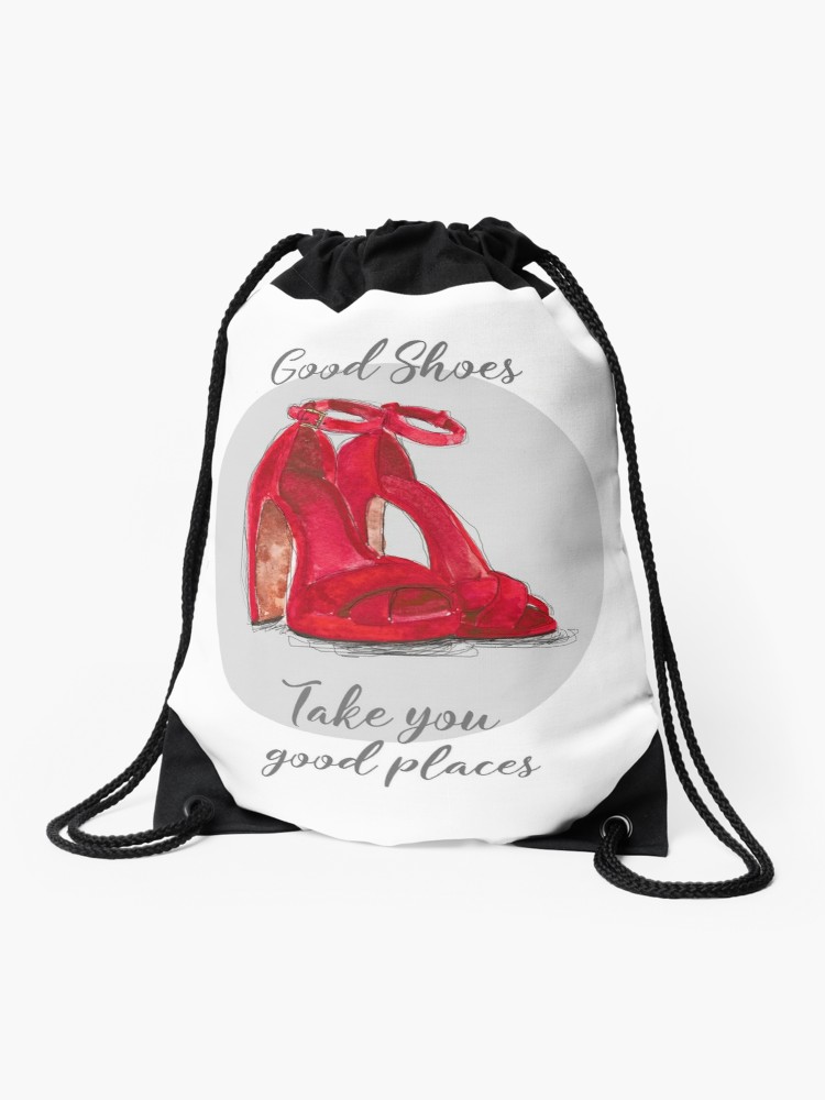 750x1000 Red Velvet Vintage Style Shoes Drawstring Bag