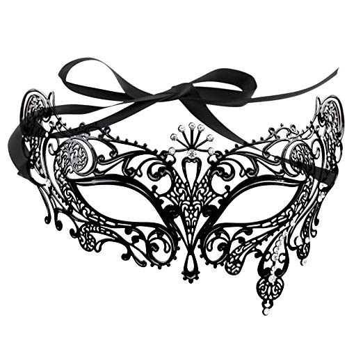 522x522 Maskette Halloween Royal Black Metal Filigree Venetian