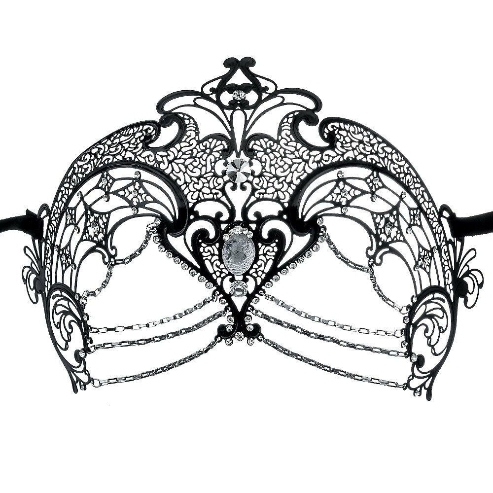 1000x1000 Black Laser Cut Venetian Mask Rhinestones Masquerade Mardi Gras