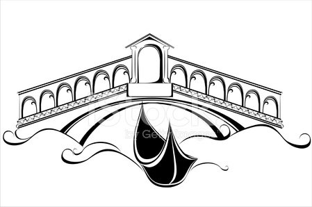 449x298 Venice Landscape With Gondola Boat And Bridge Stock Vectors