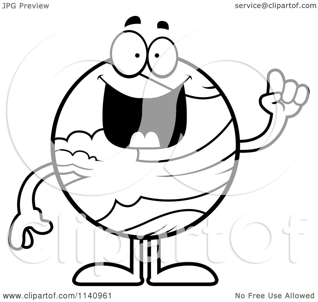 1080x1024 Cartoon Clipart Of A Black And White Planet Venus With An Idea
