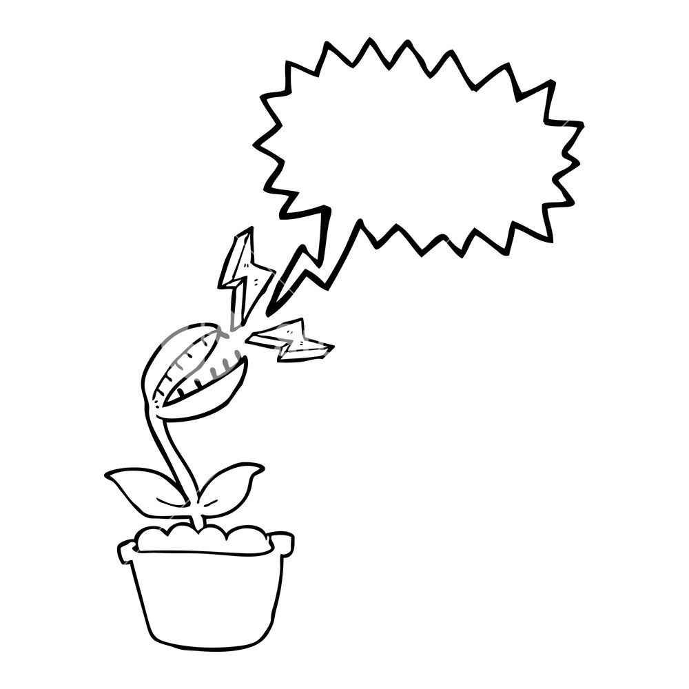 1000x1000 Freehand Drawn Speech Bubble Cartoon Venus Fly Trap Royalty Free