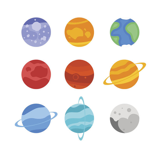 600x600 The Planets Of The Solar System Set Icon Mercury, Venus, Art