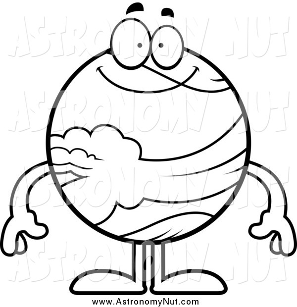 600x620 Clipart Of A Black And White Happy Planet Venus