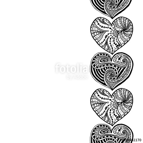 500x500 Vector Decorative Vertical Border From Black Hand Drawing Hearts