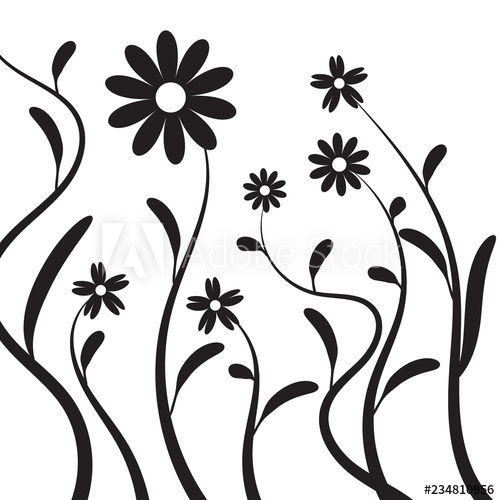 500x500 Black Vertical Cute Floral Drawing