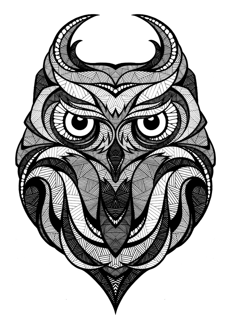 800x1137 Geometrical Owl's Head