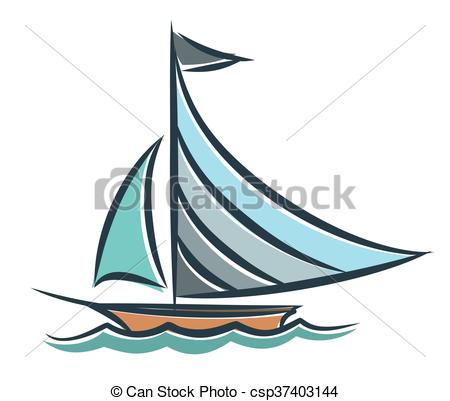450x401 blue sailing vessel in the sea drawing of the blue sailing vessel