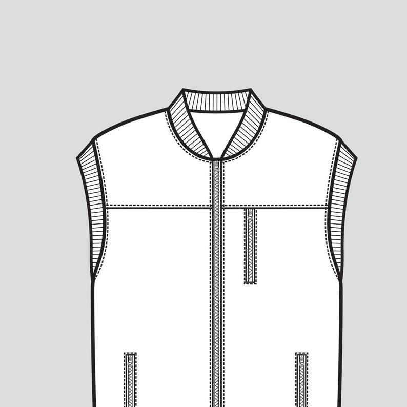 794x794 Vest Vector Fashion Flat Sketch Adobe Illustrator Design Etsy