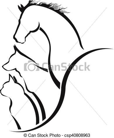 390x470 Clip Art Vector Of Veterinarian Care Horse,dog And Cat Together