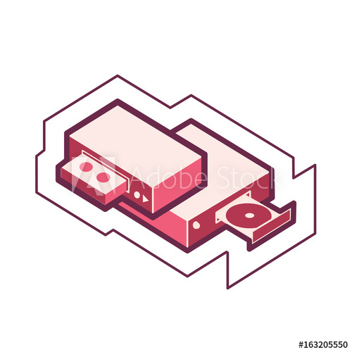 500x500 iconic simple dvd vhs machines graphic with an outline