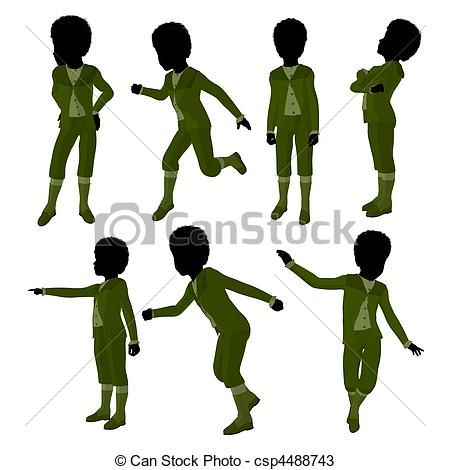 450x470 African American Victorian Boy Illustration Silhouette Stock