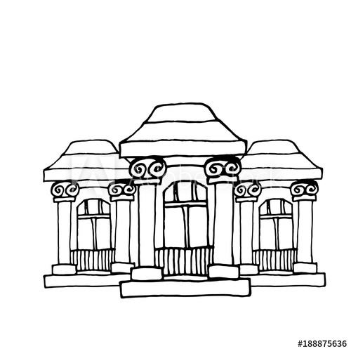 500x500 Liner Painting Victorian House On White Background Vector