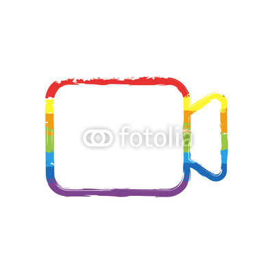 400x400 Video Camera Icon Linear, Thin Outline Drawing Sign With Lgbt