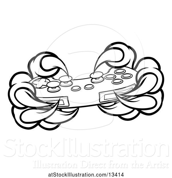 600x620 Vector Illustration Of Black And White Monster Claws Playing