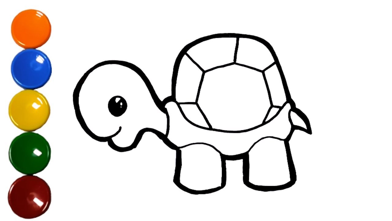 1280x720 Glitter Turtle Drawing And Coloring For Kids And Toddlers Learn