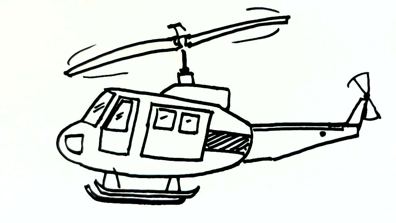 1280x720 How To Draw A Helicopter Or Chopper In Easy Steps For Children