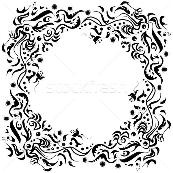 600x600 Vignette As A Circle With Leaves Vector Illustration Udo