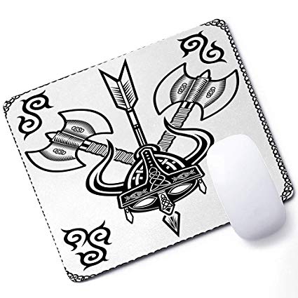 425x425 Viking Mouse Pad Helmet With Horn Arrow Axe Antique