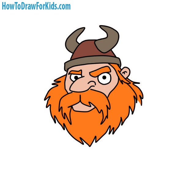 598x588 How To Draw A Viking Head For Kids How To Draw For Kids