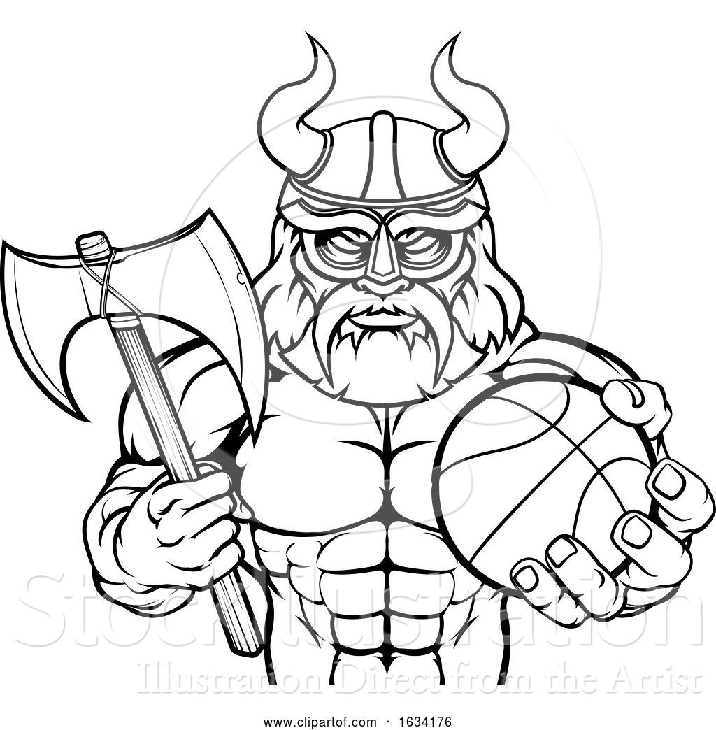 1024x1044 Vector Illustration Of Viking Basketball Sports Mascot