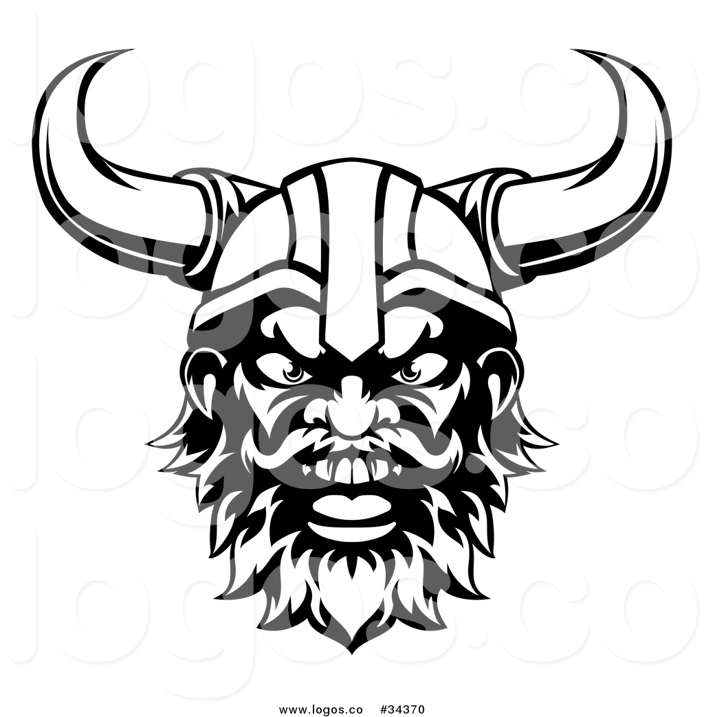 1024x1044 Vector Logo Of A Black And White Cartoon Yelling Male Viking
