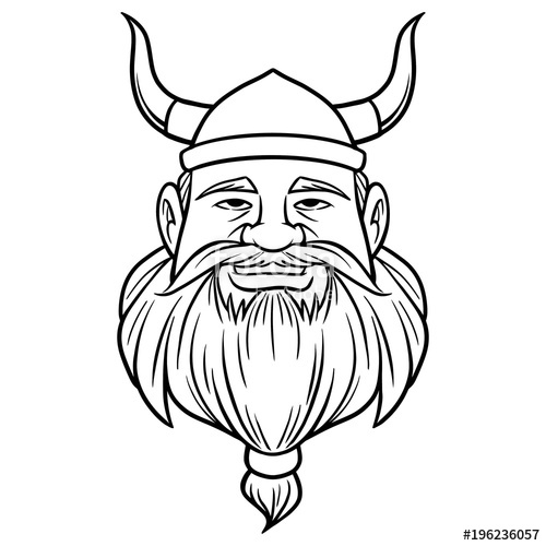 500x500 Black And White Viking With Beard