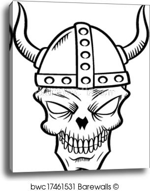 305x390 Skull With Viking Helmet, Canvas Print Barewalls Posters