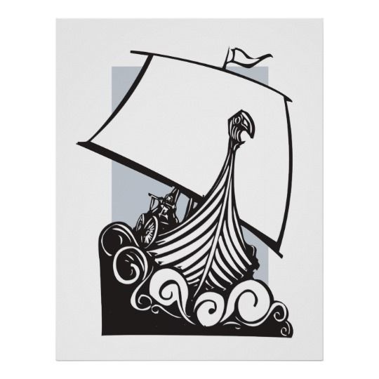 540x540 Viking Longship Sailing B Poster In Wall Art
