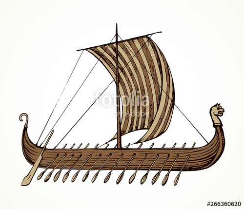 500x429 Ancient Viking Ship Vector Drawing Stock Image And Royalty Free