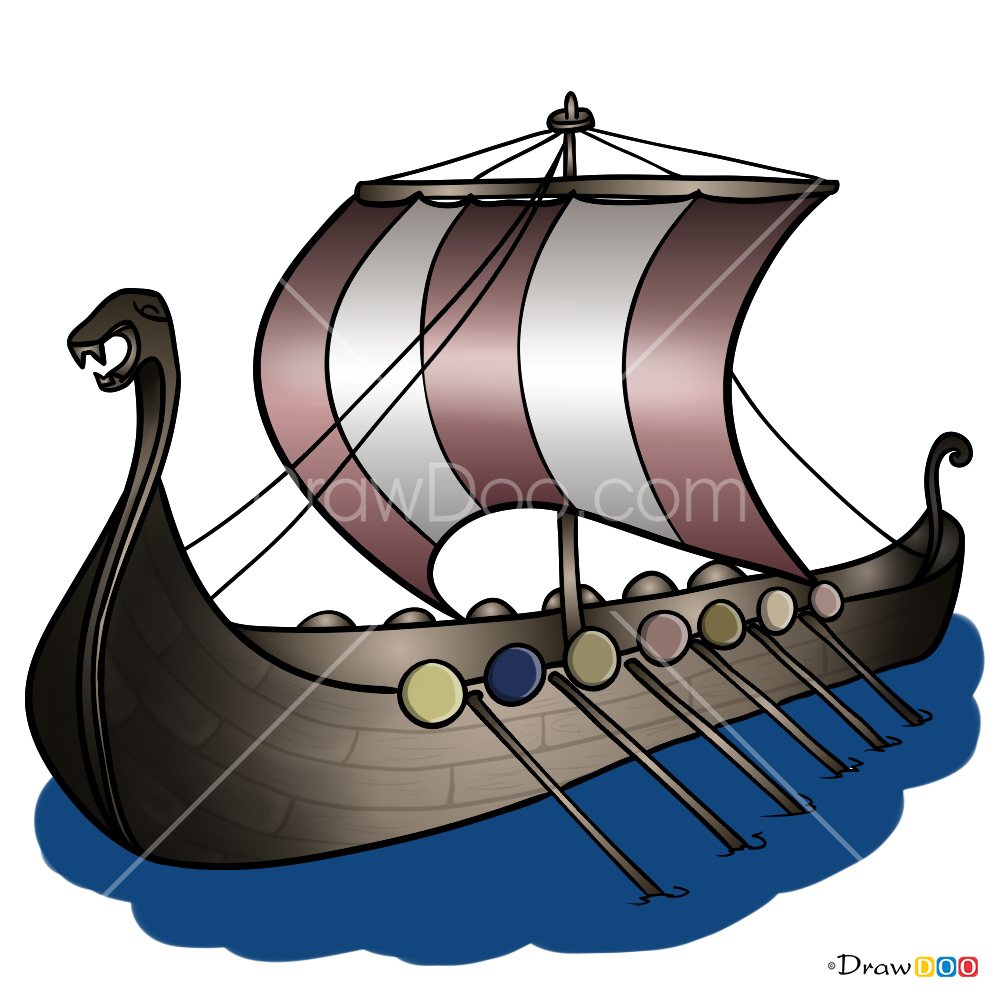 998x997 How To Draw Drakkar, Vikings