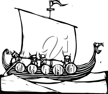 350x304 Royalty Free Clipart Image Of A Viking Ship