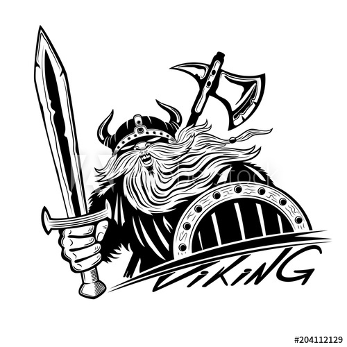 500x500 Viking With Sword And Shield On White Background