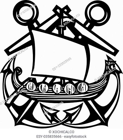 430x491 Woodcut Of A Viking Ship Stock Photos And Images Age Fotostock